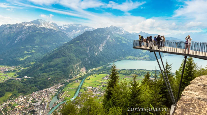 The view from Harder Kulm over Interlaken and the lakes