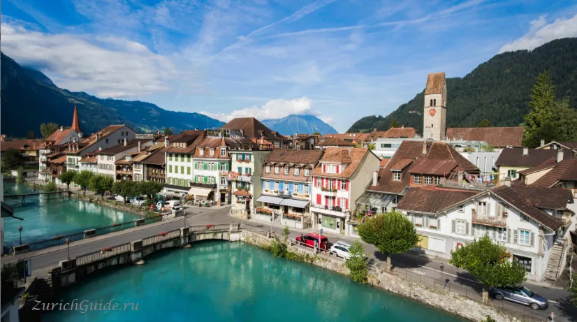 The old town of Unterseen beside the river at Interlaken